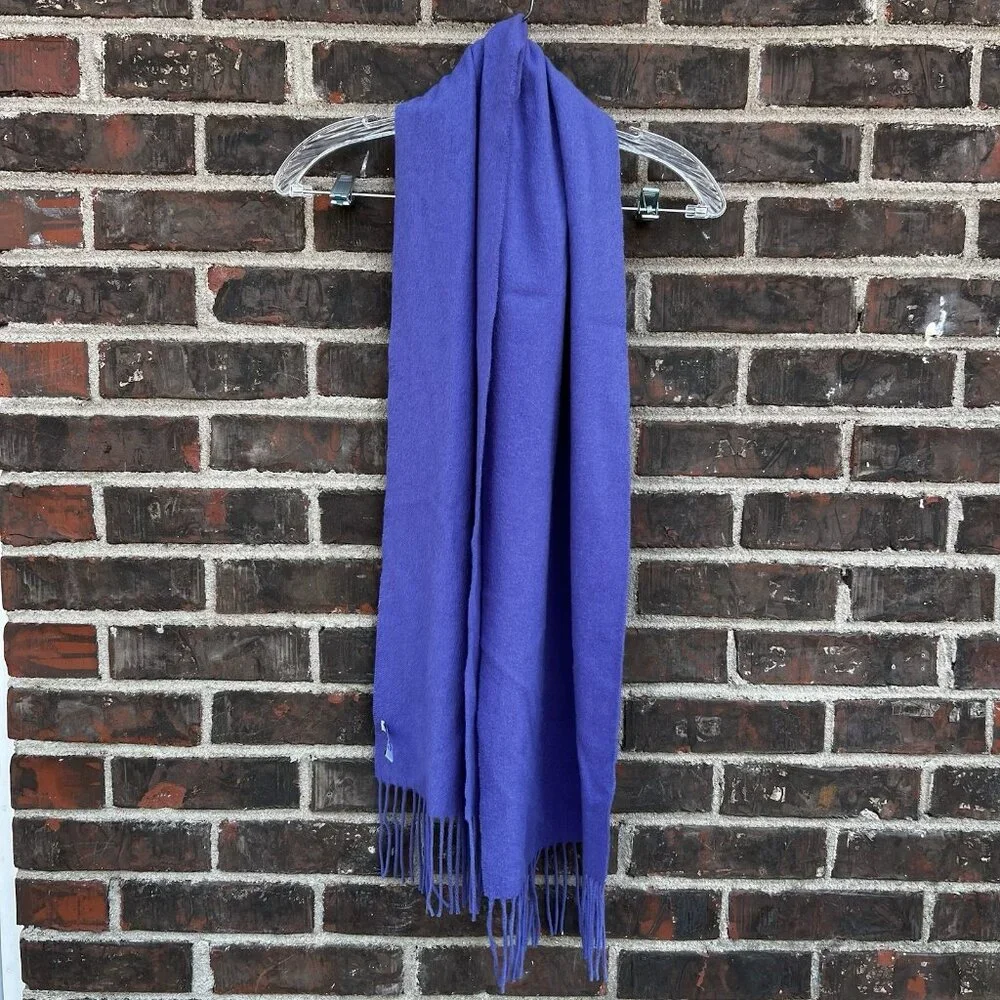 Enzo Mantovani Wool Cashmere Purple Scarf Fringe